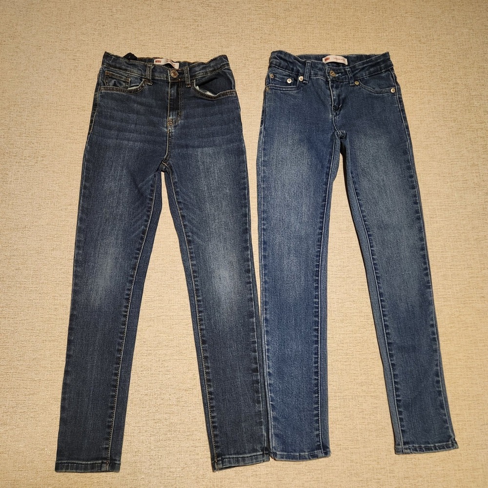 Levi's Super Skinny Jeans Girls Size 8 Blue Denim Bundle 710 720 High Rise 2PK